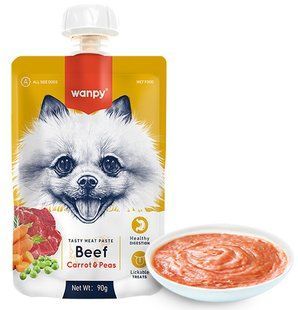 Wanpy Beef, Carrot & Pea - Крем-пюре з яловичиною та морквою для собак Petmarket