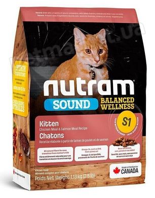 Nutram SOUND Kitten - холистик корм для котят (курица/лосось) - 20 кг % Petmarket