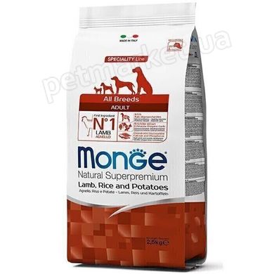 Monge ALL BREEDS Adult Lamb, Rice & Potatoes - корм для собак (ягненок/рис/картофель) - 15 кг % Petmarket