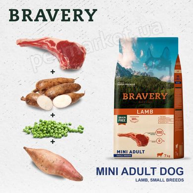 Bravery Lamb Mini сухий корм для собак дрібних порід (ягня), 7 кг Petmarket