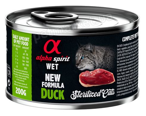 Alpha Spirit Sterilized Cat Duck - консервы для стерилизованных кошек (утка) Petmarket