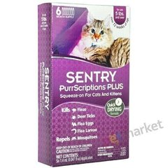 Sentry PurrScriptions - ПурСкрипшнс - капли от блох и клещей для кошек более 2,2 кг - 1 пипетка Petmarket