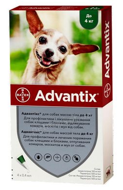 Bayer ADVANTIX - средство от блох и клещей для собак до 4 кг - 1 пипетка % Petmarket