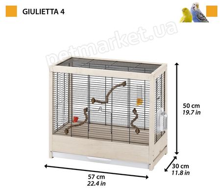 Ferplast GIULIETTA 6 - дерев'яна клітка для невеликих птахів - 81х41х64 см % Petmarket