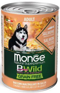 Monge Dog Wet Bwild Grain Free Adult - консервы для собак (лосось/тыква/цуккини) Petmarket