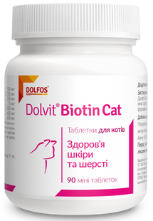 Dolfos Dolvit Biotin Cat добавка для здоров'я шкіри та шерсті котів - 90 табл. Petmarket