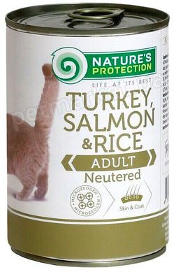 Nature's Protection Neutered Turkey, Salmon & Rice влажный корм для стерилизованных котов и кошек - 400 г Petmarket