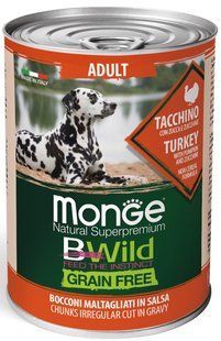 Monge Dog Wet Bwild Grain Free Adult - консервы для собак (индейка/тыква/цуккини) - 400 г Petmarket