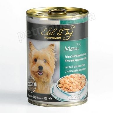 Edel Dog ТЕЛЯТИНА/КРОЛИК - консерви для собак (шматочки в соусі) - 400 г х12шт Petmarket