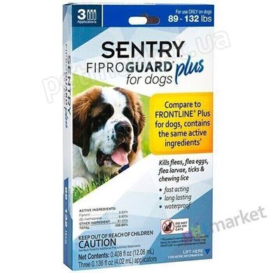 Sentry FIPROGUARD PLUS XL - Фіпрогард Плюс - краплі від бліх, кліщів і вошей для собак 40-60 кг - 1 піпетка Petmarket