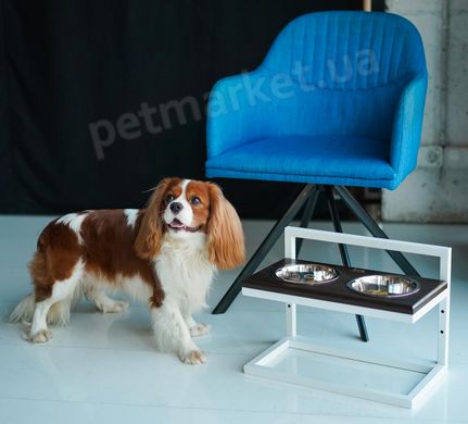 Harley and Cho LIFT WOOD White - регулируемые по высоте миски на деревянной подставке для собак - Коричневый, L Petmarket