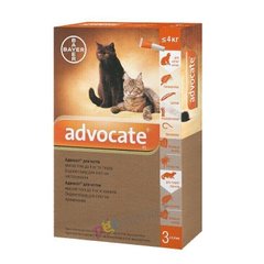 Bayer ADVOCATE - комплексний засіб від паразитів для кішок до 4 кг і тхорів - 1 піпетка % Petmarket