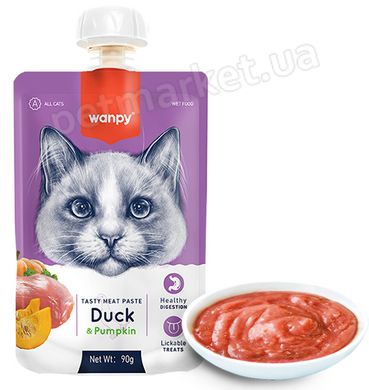 Wanpy Duck & Pumkin - Крем-пюре с уткой и тыквой для котов Petmarket