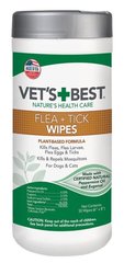 Vet`s Best Flea + Tick Wipes - влажные салфетки от насекомых для собак и кошек - 50 шт. Petmarket