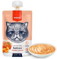 Wanpy Salmon, Chicken & Carrot - Крем-пюре с лососем, курицей и морковью для котов Petmarket