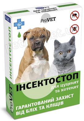 ProVET ИНСЕКТОСТОП - капли от блох и клещей для щенков, котят и собак мини пород - 1 пипетка Petmarket