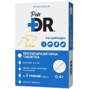 DR.Pets УльтраКвадро - комплексні протипаразитарні таблетки для собак та котів від 2 до 8 кг Petmarket