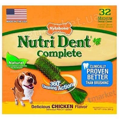 Nylabone NUTRI DENT CHICKEN Medium - жувальні ласощі для чищення зубів для собак середніх порід - 1 шт. Petmarket